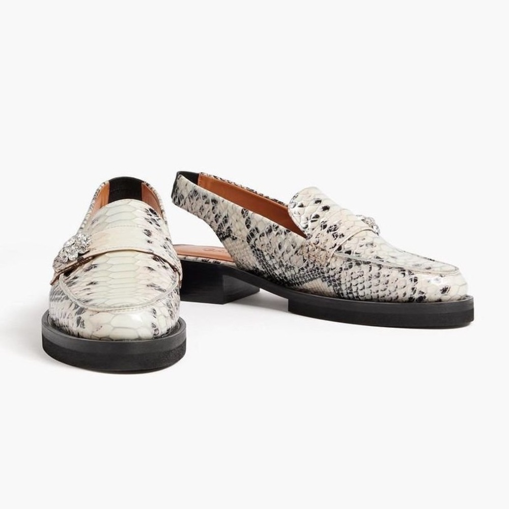 GANNI SNAKESKIN SLINGBACK LOAFERS SIZE 38